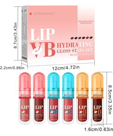 Huehkir Tinted Lip Gloss 47ml x 6 Pieces Nourishing Lip Color Volumizing Lipstick Non Sticky Long Lasting Makeup Set for Travel Dates Wedding - Buy Online on GoSupps.com