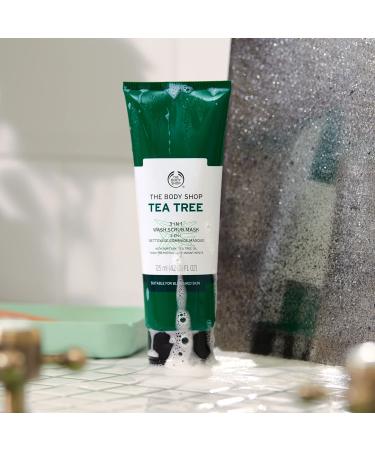 The Body Shop Tea Tree 3-in-1 Wash Scrub & Mask - Purifying Vegan Skincare for Oily Blemished Skin - 4.2 oz - Buy Online on GoSupps.com