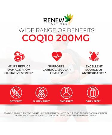 Renew Actives CoQ10 Ubiquinone Supplement: 200mg CoenzymeQ10 Caps - Cardiovascular Helps with Migraine & Headaches & Immune System Health Boost - High Potency Oxidized CoQ10-60 Capsules (2packs) 60 count (Pack of 2) - Buy Online on GoSupps.com