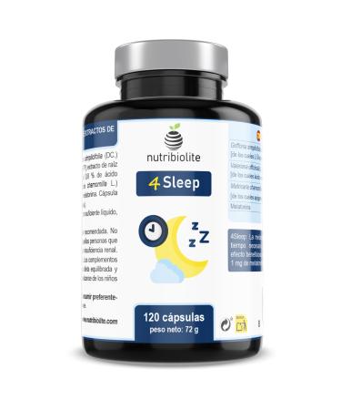 5-HTP and Melatonin 120 High Dosed Capsules for Sleep Well (1 capsule per day) with Valerian and Chamomile. Vegan No Additives - 4Sleep Nutribiolite
