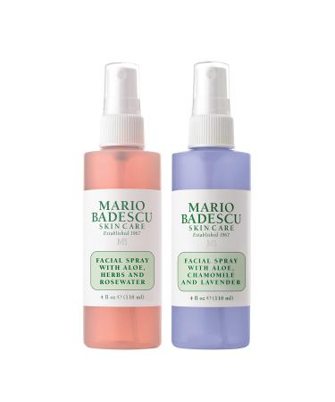 Mario Badescu Facial Spray Rosewater and Lavender Duo 4 Fl Oz (Pack of 2)