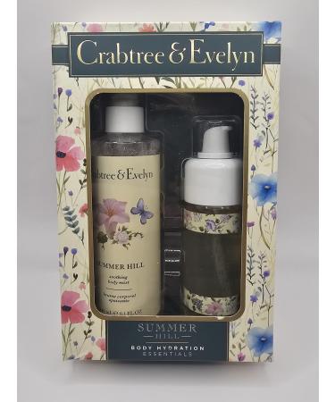 Crabtree & Evelyn Summer Hill Body Hydration Set Soothing Body Mist 8.1 Fl Oz Body Oil 4 Fl Oz