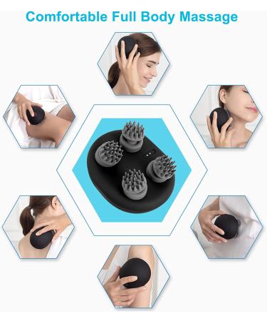 Portable Electric Scalp Massager IPX7 Waterproof Cordless with 5 Kneading Modes & 96 Nodes - Ideal Gifts for Scalp Stress Relief - Black (Magnetic Charging) - Buy Online on GoSupps.com