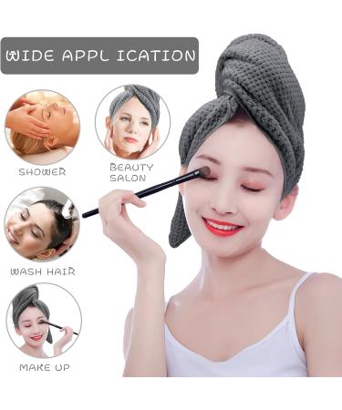 Super Absorbent Microfiber Hair Towel Wrap for Women - Quick Dry Turban for Wet Curly Long Thick Hair - Anti Frizz & Hands-Free Drying Towel (Grey) - Buy Online on GoSupps.com