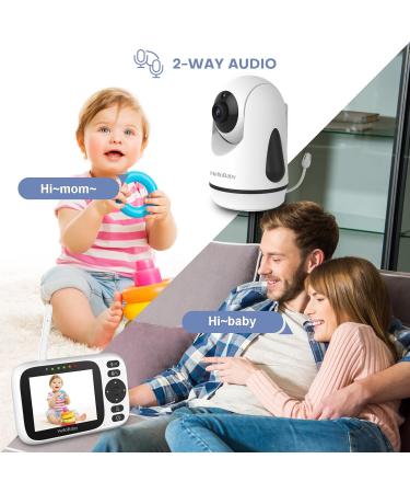 HelloBaby Video Baby Monitor with Camera and Audio | Night Vision | Pan 355 & Tilt 120 | IPS HD Display | 2-Way Audio | VOX Mode | 8 Languages & Lullabies | HB6339 - Buy Online on GoSupps.com