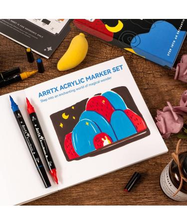 Arrtx Acrylic Paint Pens 32 Colors Dual Tip Markers for Rock & Fabric Painting - Water Based Supplies for Wood, Plastic, Canvas & Easter Egg - Buy Online on GoSupps.com
