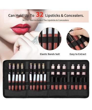 Lipstick Organizer - 32 Slots Portable Travel Lipstick Holder with Elastic Bands | Makeup Storage Bag for Lipsticks and Lip Glosses - Buy Online on GoSupps.com