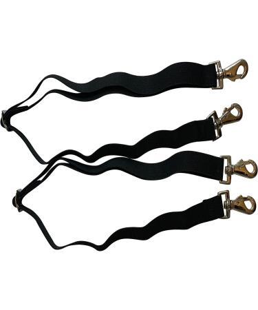 Majestic Ally Pack of 2 Adjustable Length Horse Blanket Sheet Replacement Elastic Leg Strap with Double Swivel Snaps - Black - Buy Online on GoSupps.com