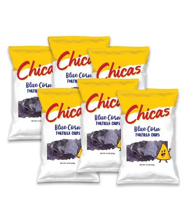 Chicas Tortilla Chips, Blue Corn Tortilla Chips, Lightly Seasoned with Sea Salt, Gluten Free, Vegan & Non-GMO, For Dips, Spreads & More, 7.5-Ounce Bag (Pack of 6) Blue Corn 7.5 Ounce ,Pack of 6