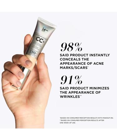 IT Cosmetics CC+ Cream with SPF 50+ Natural Finish Full Coverage Foundation (Deep Cool - 1.08 fl oz) & Bye Bye Undereye Concealer Anti-Aging Makeup (45.5 Deep Ebony - 0.4 fl oz) - Buy Online on GoSupps.com