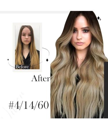 Vivien Clip-in Extensions | Remy Real Hair | 16 Inch Balayage Dark Brown Ombre & Platinum Blonde | 7PCs 120g - Buy Online on GoSupps.com