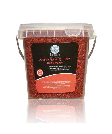 Marmara Foods Aleppo Flaked Crushed Red Pepper 8oz Container Bulk Spices and Seasonings | All Natural Chili Flakes with Mild Heat Flaked Red Pepper Spice to Enhance any Dish | No Preservatives No MSG Allepo Peppers
