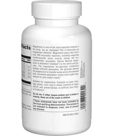 Source Naturals Magnesium Bis-Glycinate 120 Tablets - Cardiovascular & Muscle Support - Buy Online on GoSupps.com