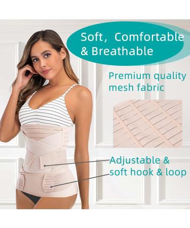 Funcy Postpartum Belly Band 3 in 1 - Csection & Pregnancy Support Recovery Wrap for Women | One Size Beige - Comfortable Abdominal Binder & Compression Belt - Buy Online on GoSupps.com