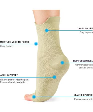 HUEGLO Plantar Fasciitis Compression Socks 4 Pairs - Ankle Support Brace for Pain Relief - Breathable Anti-Slip Design - Unisex (Skin-L) - Buy Online on GoSupps.com