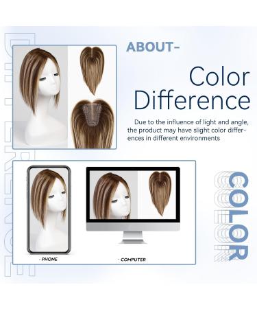 EMMOR Hair Topper For Women 100% Remy Human Hair For Women With Thinning Hair Loss Cover Gray Hair Three Clips on Topper 3.5in 4in Hand-Tied 12 inch Mixed Brown - Buy Online on GoSupps.com
