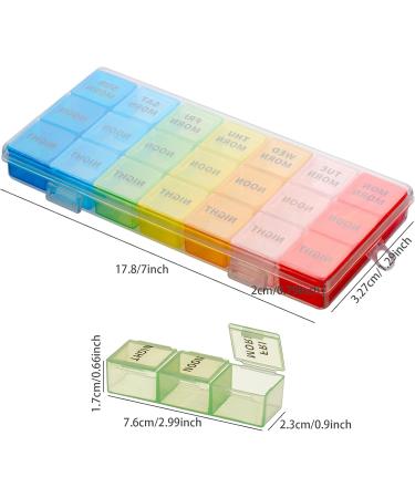Kiniza Small Weekly Pill Organizer - 3x Daily 7-Day Pill Box Moisture-Proof & Portable Travel Case for Vitamins & Medication - Buy Online on GoSupps.com