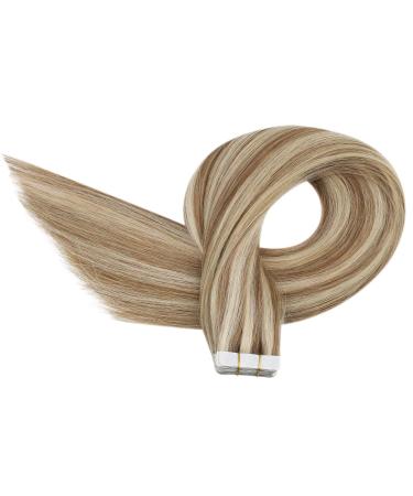 Ugeat Tape In Extensions Real Hair - Light Brown & Blonde Highlights | 20 Strips 35 cm #P10/613 - Shop Internationally! - Buy Online on GoSupps.com