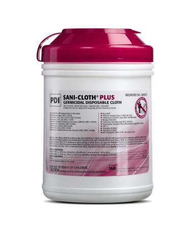 PDI Sani-Cloth Plus - Large Germicidal Disposable Cloth - 160-Count Canister