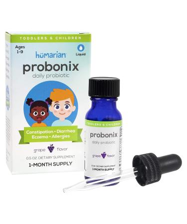 Probonix Kids Probiotic for Toddlers and Children, Organic, Non-GMO Liquid Probiotic Drops, 8 Live Probiotic Strains to Support Gut Health for Toddlers and Children - 1 Month Supply, Grape Children's Grape