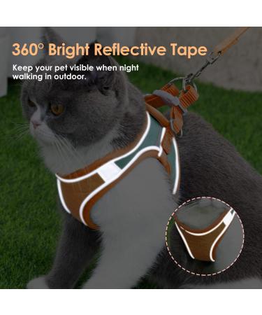 Eyein Cat Harness and Lead Set for Walking - Adjustable Escape Proof Kitten Vest Harness with Reflective Strip - Green & Orange - Medium Size - Buy Online on GoSupps.com