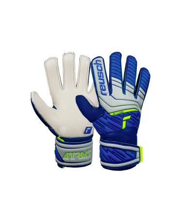 Reusch boys attract junior unisex goalkeeper gloves with an outdoor seam cut and solid surface suitable for all field surfaces football gloves for children 5 vapor gray/deep blue