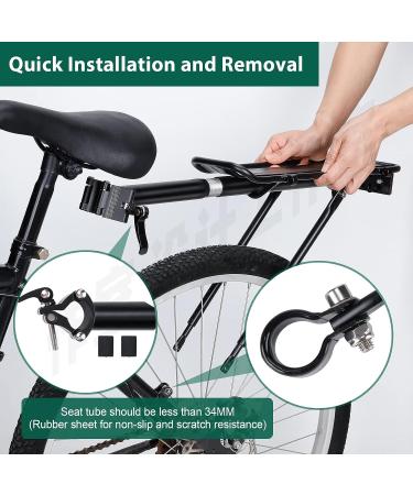 Universal Bike Rear Rack - 165 LB Capacity Aluminum Alloy with Free Bungee Cord & Waterproof Cover - Quick Release Adjustable MTB Bike Basket - Buy Online on GoSupps.com