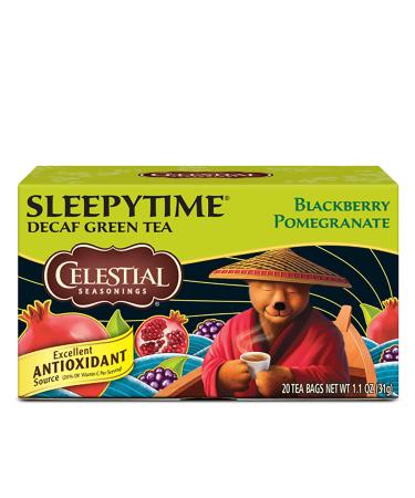 Celestial Seasonings Green Tea, Sleepytime Decaf Blackberry Pomegranate, Decaffeinated Sleep Tea, 20 Tea Bags (Pack of 6) 20 Count (Pack of 6)