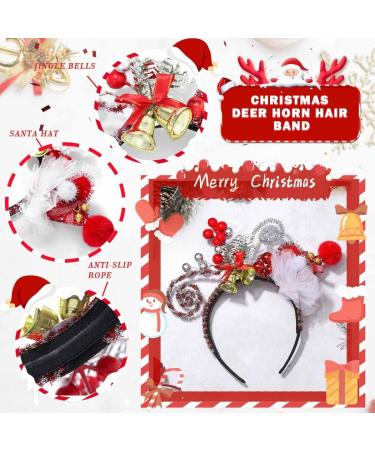 IYOU Christmas Hat Headband Red Bell Berry Hair Bands Xmas Festival Hair Accessories for Women and Girls - Buy Online on GoSupps.com