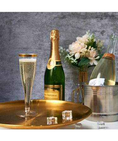 JOLLY CHEF 36 Plastic Champagne Flutes 4.5 Oz Gold Rim - Wedding Party Disposable Toasting Glasses - Perfect for Special Occasions - Thanksgiving, Christmas - 4.5-Gold Rim-36 - Buy Online on GoSupps.com