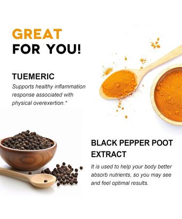 Turmeric Curcumin Supplement with Black Pepper 1650mg Organic Turmeric Capsules 95% Curcuminoids Turmeric for Joint Support Anti Inflammatory Supplement for Men & Women 60 Veggie Capsules - Buy Online on GoSupps.com