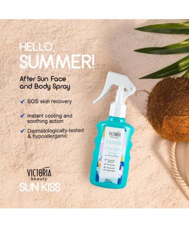 Victoria Beauty Sun Kiss Aloe Vera After Sun Face & Body Spray - Cooling Spray Face & Body Moisturiser with Hyaluronic Acid and Panthenol for Rapid Sunburn Relief 200ml - Buy Online on GoSupps.com