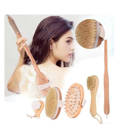 Premium Dry Brushing Body Brush Set Exfoliating body scrubber with long handle  Natural Boar Bristle Body Brush Face Cleansing Brush body brush set for lymphatic drainage Great Gift for A Glowing Skin