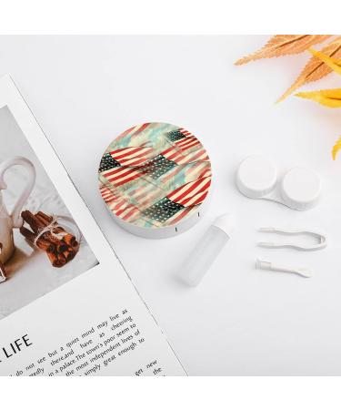 Buy Bagea-Ka Vintage USA American Flag Contact Lens Case - Eye Care Kit with Mirror Tweezers & Solution Bottle for Travel & Home - Buy Online on GoSupps.com