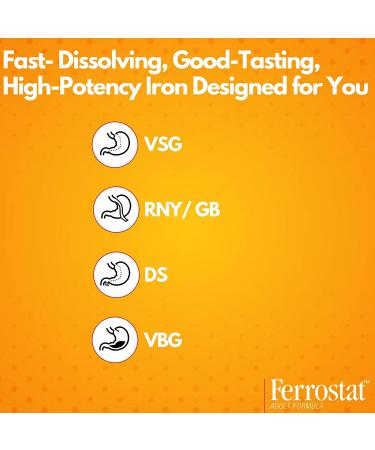 Ferrostat 65mg Chewable Iron Supplement with Vitamin C | 30-Day Supply for Bariatric Patients | Non-Constipating Vegan Iron - Orange Flavor - Buy Online on GoSupps.com