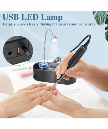 Delanie 40000 RPM Professional Nail Drill Machine for Acrylic and Gel Nails - Electric Nail File with Light Manicure Tool in Black - Buy Online on GoSupps.com