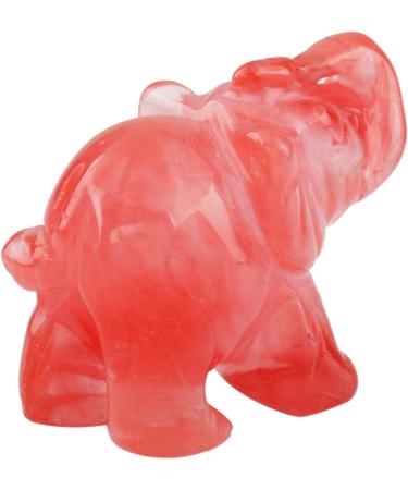 Mookaitedecor Cherry Quartz Crystal Elephant Sculpture 1.5 Inch - Healing Reiki Pocket Gemstone Figurine - Buy Online on GoSupps.com