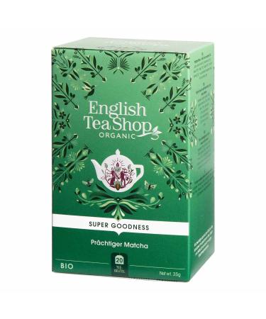 English Tea Shop - Organic Matcha Green Tea - Blend of green tea superior Japanese matcha tea and mate - Box of 20 bags