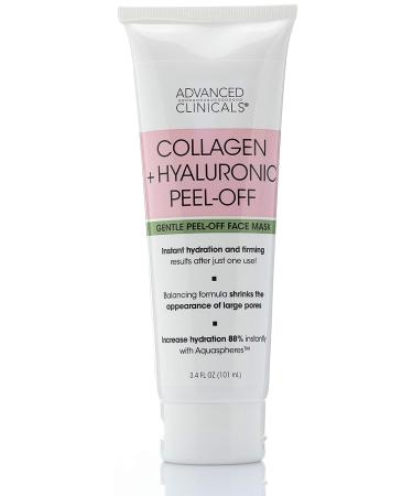 Advanced Clinicals Collagen + Hyaluronic Acid Anti-Aging Peel-Off Face Mask - Hydrating, Tightening & Firming - Vegan Formula for Smooth Wrinkles, Pores & Even Skin Tone - 3.4 Fl Oz - Buy Online on GoSupps.com