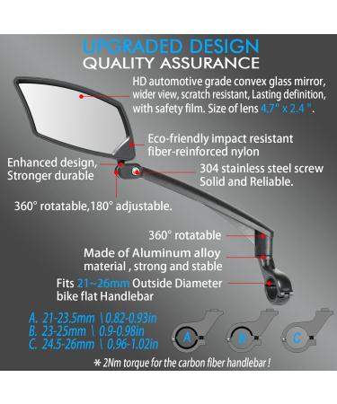 BriskMore Handlebar Bike Mirror - Scratch Resistant Glass Lens - Adjustable & Rotatable Rearview Bicycle Mirror - Silver Lens - Left Side - Buy Online on GoSupps.com