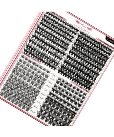 PRO 440 Pcs Cluster Lashes 4 Styles Lash Clusters DIY Eyelash Extension 30D 40D Individual Lashes Thin Band Easy to Apply at home Lashes(4 Styles 8-16mix) 8-16 mix 4 Styles (440 Pcs)