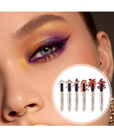 Dual Eyeshadow Stick 6 Colors Makeup Eyeshadow Pencil Crayon | Waterproof Eye Shadow Highlighter Stick for Natural Makeup Girls and Women A(1# 6#) - Buy Online on GoSupps.com