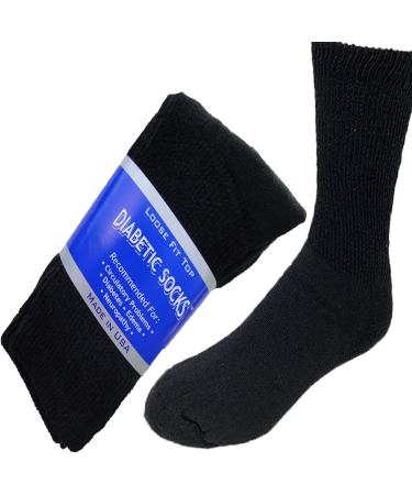 Creswell Diabetic Crew Socks (3 Pairs) - Made in USA - Black 10-13 Size - Buy Online on GoSupps.com