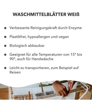 Cosmeau Plastic-Free Detergent Leaves for White Laundry - Fresh Spring - 20 Washes (10 Leaves) - Sustainable Travel Detergent - Buy Online on GoSupps.com