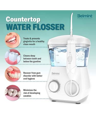 Belmint Water Flosser - Oral Irrigator for Teeth Cleaning with 10 Pressure Settings & 8 Tips - Ideal for Braces & Bridges - 600ml Capacity - Buy Online on GoSupps.com