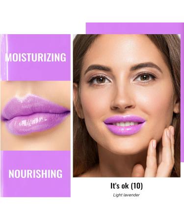 Oulac Moisture Shine Lipstick - Light Lavender Tinted Balm for Dry Lips | Hydrating Vegan Lipstick with Glossy Finish (10) - Buy Online on GoSupps.com