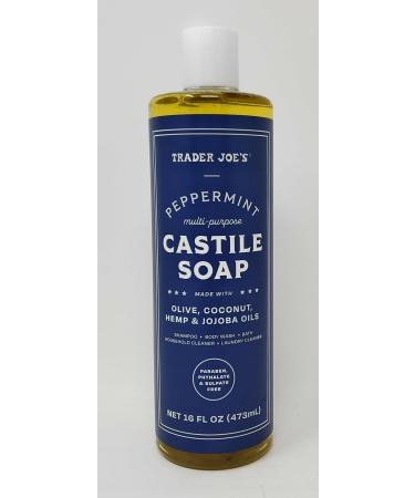 Trader Joe's Peppermint Multi-Purpose Castile Soap - Olive Coconut Hemp & Jojoba Oils - 16 fl oz (Pack of 1) | Buy Internationally - Buy Online on GoSupps.com