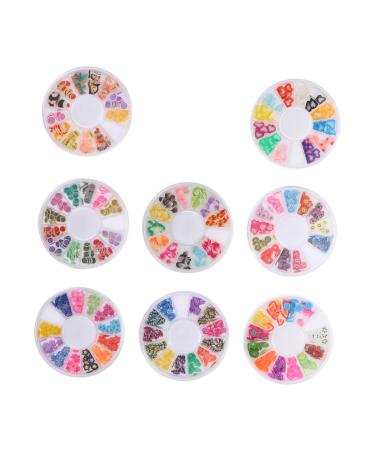 minkissy 8 Boxes Soft Pottery Flower Clay Fruit Slices for Lip Gloss Clay Beads for Jewelry Diy Nail Tech Accessories Nail Jewels Decorative Clay Patch Polymer Clay Round 3d