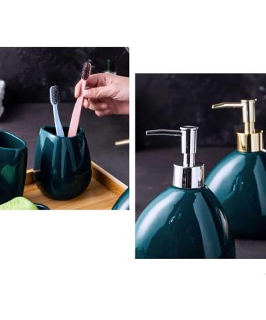 Bathroom soap dispenser handwash dispenser bottle/Dark Green Bathroom Accessories Set Accesorios Para Ba o Apartment Necessities Contain Toothbrush Cup Soap Dispenser Soap Dish-dark green 5 set-G Silver Pump Dark Green 5 Set - Buy Online on GoSupps.com
