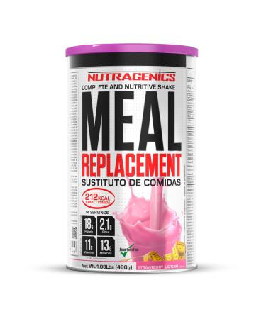 NUTRAGENICS Nutragenics Meal Replacement - Beaten Food Substitute - Slimming Food Substitute - Dinner Replacement - Food Replacement - 490g (Fresa)